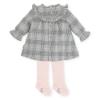 Picture of Tutto Piccolo Girls POW Check Dress & Tights Set - Grey Pink