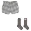 Picture of Tutto Piccolo Girls POW Check Shorts & Socks Set  - Grey Pink