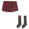 Picture of Tutto Piccolo Girls Tartan Shorts & Socks Set - Red Grey