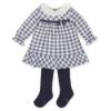 Picture of Tutto Piccolo Girls Check Dress Headband & Tights Set - Navy Blue