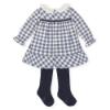 Picture of Tutto Piccolo Girls Check Dress Headband & Tights Set - Navy Blue