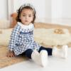 Picture of Tutto Piccolo Girls Check Dress Headband & Tights Set - Navy Blue