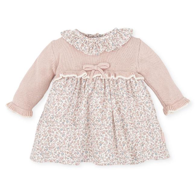 Picture of Tutto Piccolo Girls Ditsy Print Ruffle Dress - Petal Pink