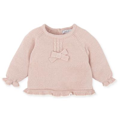 Picture of Tutto Piccolo Girls Knitted Ruffle Sweater Tunic - Petal Pink 