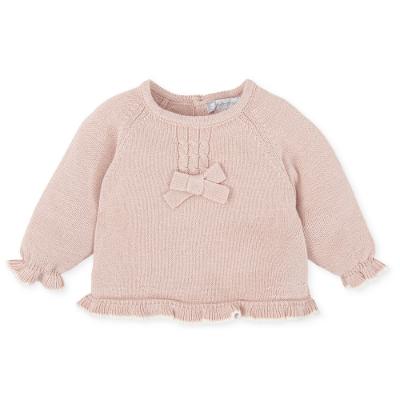 Picture of Tutto Piccolo Girls Knitted Ruffle Sweater Tunic - Petal Pink 