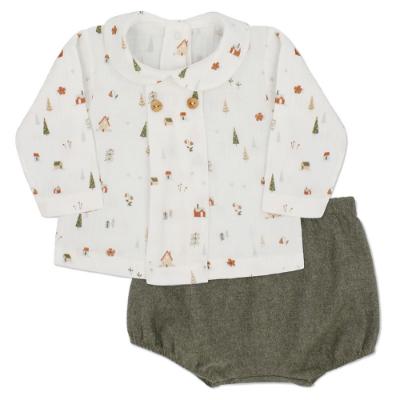 Picture of Rapife Boys Coralina Print Blouse &  Pants Set - Ivory Green