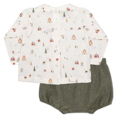 Picture of Rapife Boys Coralina Print Blouse &  Pants Set - Ivory Green