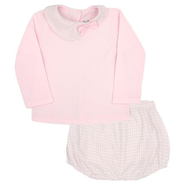 Picture of Rapife Girls Bow Top  &  Dogtooth Jampants Set - Pink