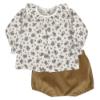 Picture of Rapife Girls Autumn Print Ruffle Blouse  &  Cord Jampants Set - Ivory Brown