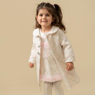 Picture of Caramelo Kids Girls Tweed Bow Coat - Beige Pink
