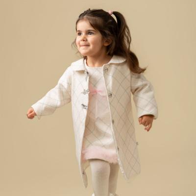 Picture of Caramelo Kids Girls Tweed Bow Coat - Beige Pink