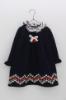 Picture of Foque Girls Knitted Long Sleeve Dress With Ruffle Collar - Navy Blue