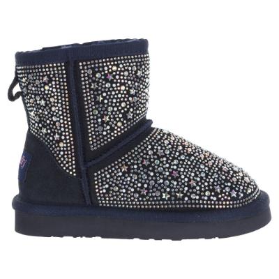 Picture of Lelli Kelly Girls Olivia Rhinestone Sheepskin Boot - Navy Blue