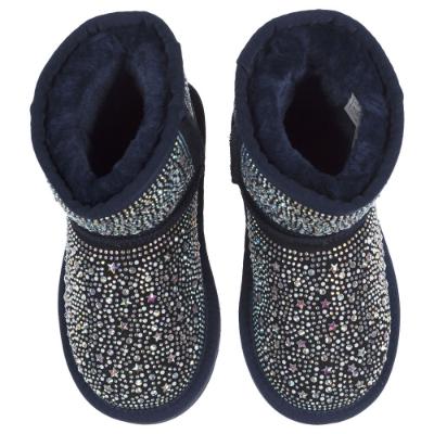 Picture of Lelli Kelly Girls Olivia Rhinestone Sheepskin Boot - Navy Blue