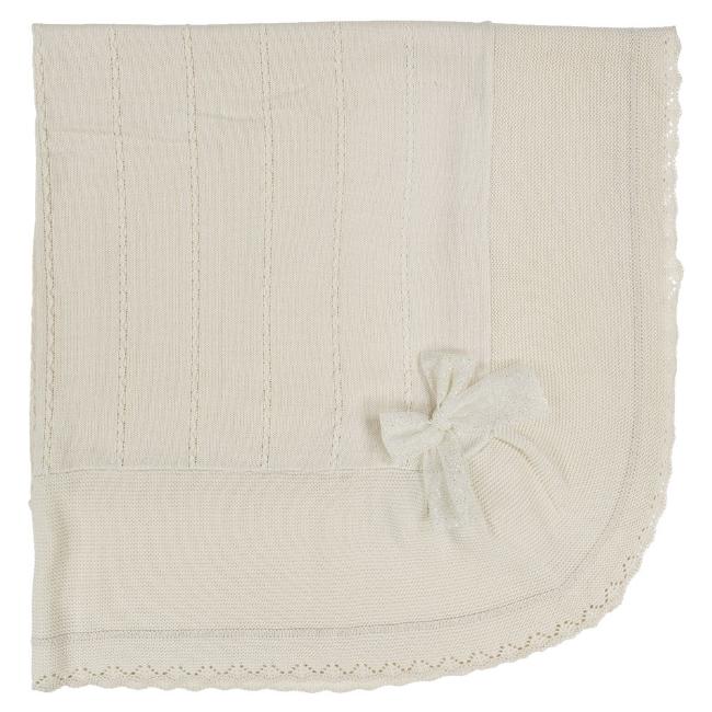 Picture of Mac Ilusion Baby Shawl With Ruffle & Glitter Tulle Bow - Natural Cream