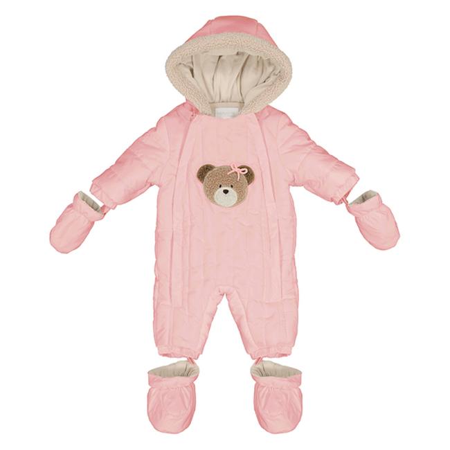 Picture of Mayoral Newborn Girls Padded Teddy Snowsuit - Pink