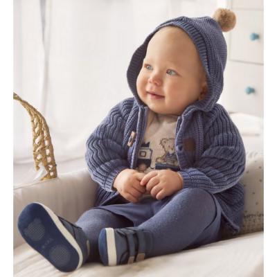 Picture of Mayoral Newborn Boys Hooded Knit Cardigan - Blue