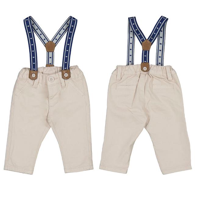 Picture of Mayoral Newborn Boys Trousers With Braces - Beige