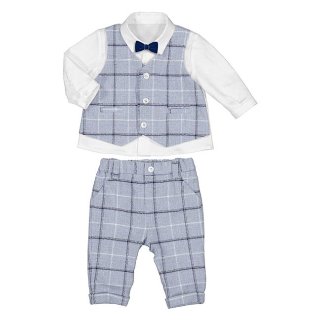 Picture of Mayoral Newborn Boys Check Trouser Set - Blue