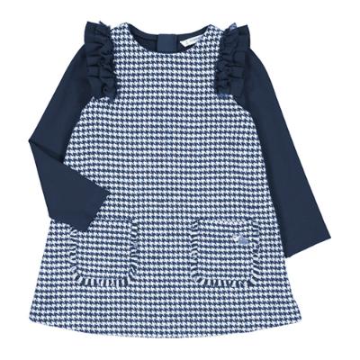 Picture of Mayoral Mini Girls Houndstooth Dress - Navy