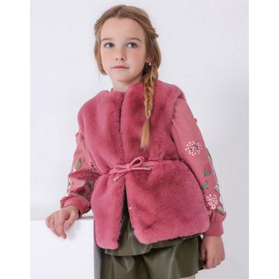 Picture of Mayoral Mini Girls Faux Fur Belted Gilet - Black