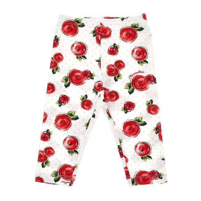 Picture of Monnalisa Bebe Girls Rose Leggings - Ivory Red