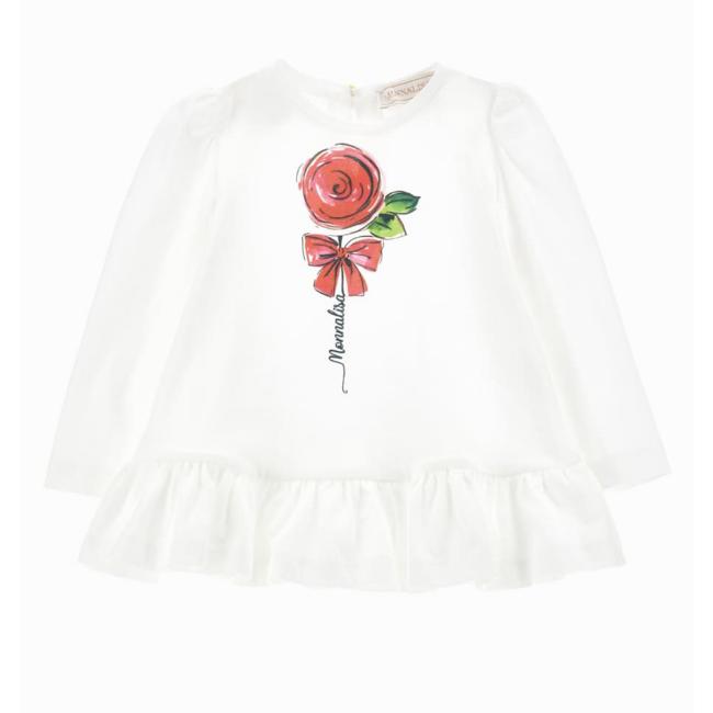 Picture of Monnalisa Bebe Girls Rose Ruffle Tunic Top - Cream