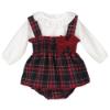 Picture of Calamaro Baby Girls Tartan Dress Blouse & Pants Set - Navy Red 