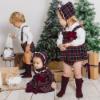 Picture of Calamaro Baby Girls Tartan Dress Blouse & Pants Set - Navy Red 