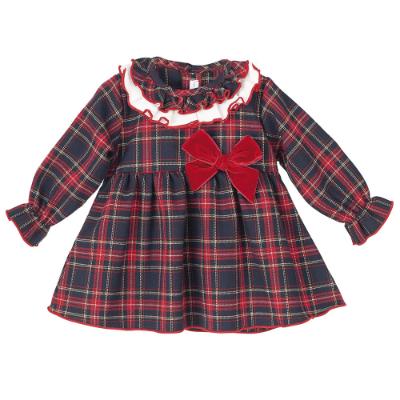 Picture of Calamaro Baby Girls Ruffle Collar Tartan Dress - Navy Red