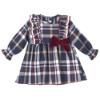 Picture of Calamaro Baby Girls Ruffle Bodice Tartan Dress - Navy 