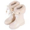 Picture of Igor Campera Girls Soft Fur Cuff Ribbon Tie Rainboot - Cream