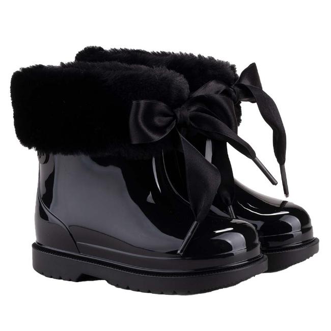 Picture of Igor Bimbi Soft Fur Cuff Ankle Rain Boot - Black