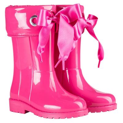 Picture of Igor Campera Girls Ribbon Tie Rainboot - Fuchsia 