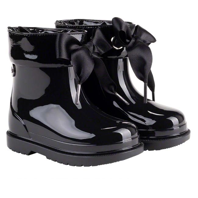 Picture of Igor Bimbi Lazo Rainboot With Ribbon Tie - Black 