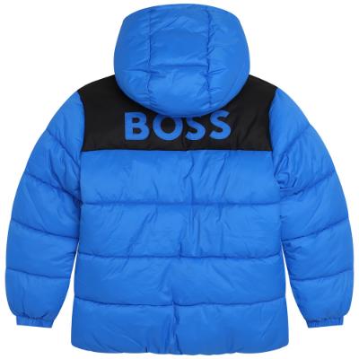 Picture of BOSS Boys Logo Puffer Coat- Blue