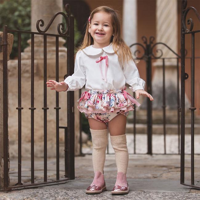 Picture of Rochy Baby Girls Large Collar Blouse & Jampant Set - Pink Floral