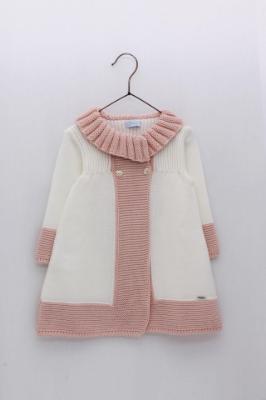 Picture of Foque Baby Girls Knitted Coat With Ruffle Collar - Ivory Pink