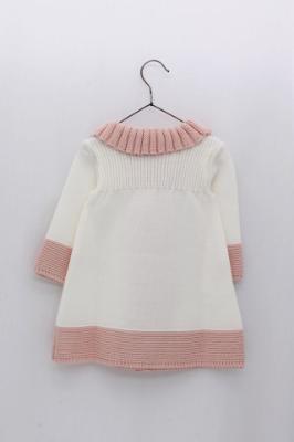 Picture of Foque Baby Girls Knitted Coat With Ruffle Collar - Ivory Pink