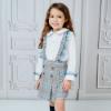 Picture of Basmarti Girls Tulle & Check Ruffle Blouse & Pleated Skort Set - Blue 
