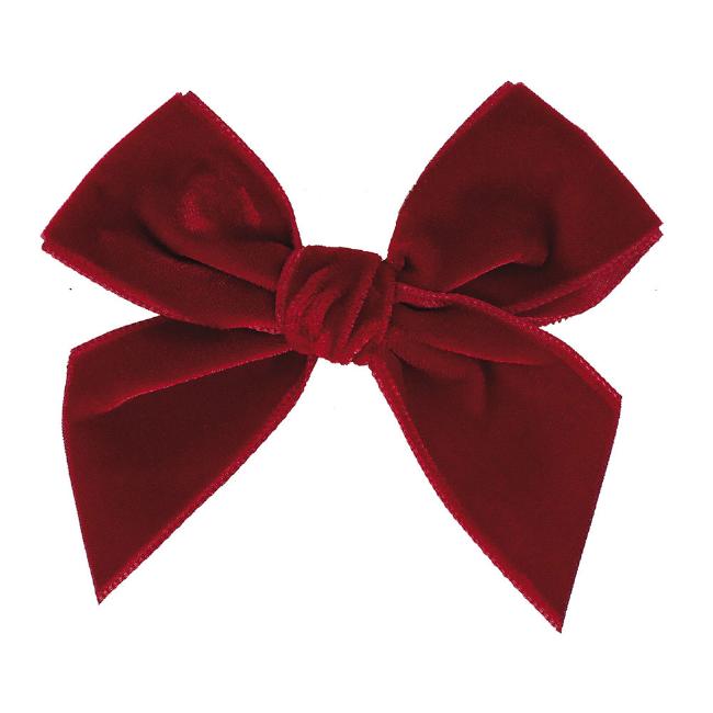 Picture of Calamaro Baby Girls Velvet Bow Hairclip - Red