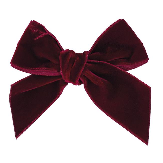 Picture of Calamaro Baby Girls Velvet Bow Hairclip - Burgundy