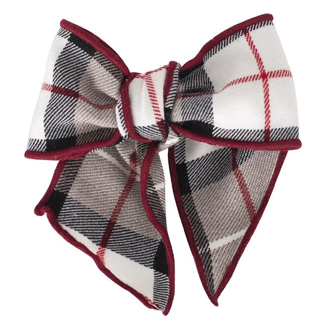 Picture of Calamaro Baby Girls Check Bow Hairclip - Beige Burgundy