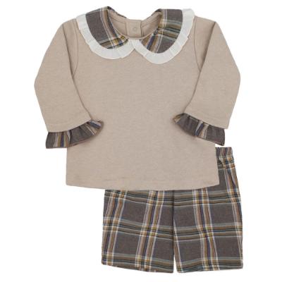 Picture of Rapife Girls Cuarzo Ruffle Top & Check Shorts Set - Brown Beige