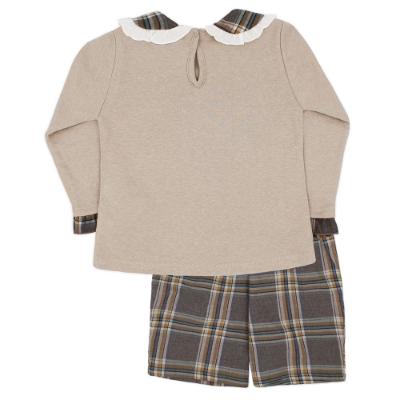 Picture of Rapife Girls Cuarzo Ruffle Top & Check Shorts Set - Brown Beige