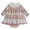 Picture of Lor Miral Baby Girls Broderie Collar Dress & Panties Set - Pink Check