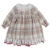 Picture of Lor Miral Girls Broderie Collar Dress - Pink Check