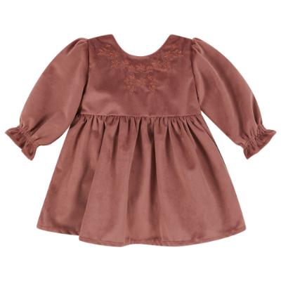 Picture of Deolinda Baby Girls Lagoon Velour Dress - Dusty Pink