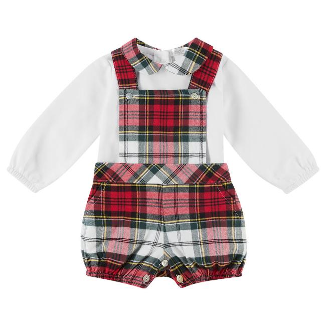 Picture of Deolinda Baby Boys Boston Blouse & Shortie Set - Red Tartan