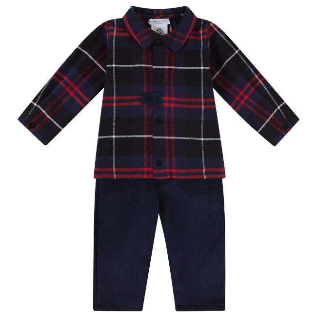 Picture of Deolinda Baby Boys Chicago Shirt & Trouser Set - Navy Tartan 